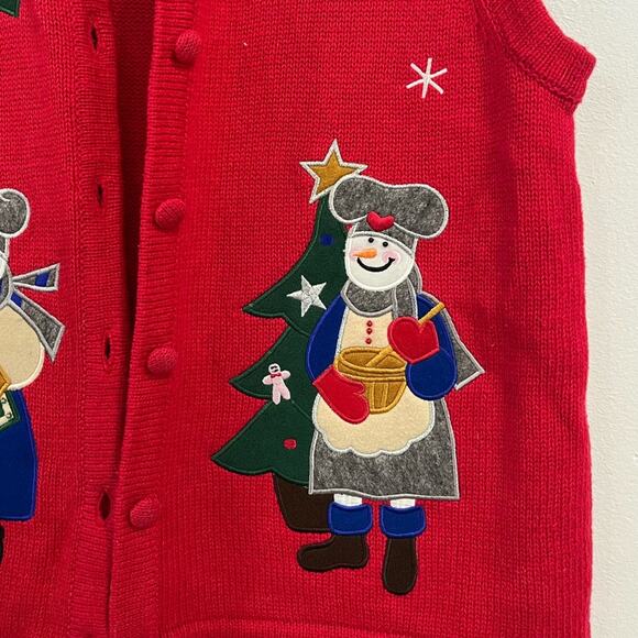 VIntage Red Ugly Sweater Vest Christmas Small Holiday Snowman Holly Baking - Picture 4 of 7